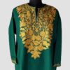 Dark Green Cashmilon Pheran with Autumn Aari Work