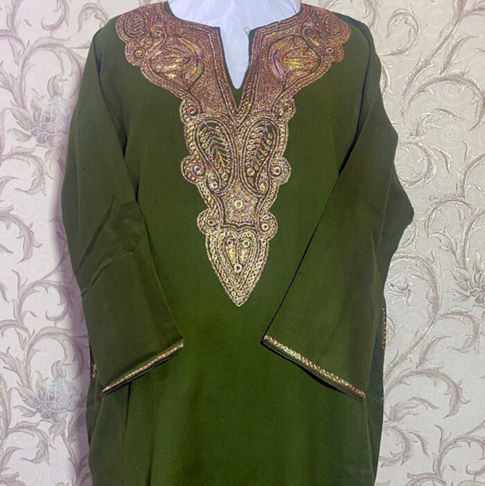 Dark Green Pure Raffal Tilla Pheran