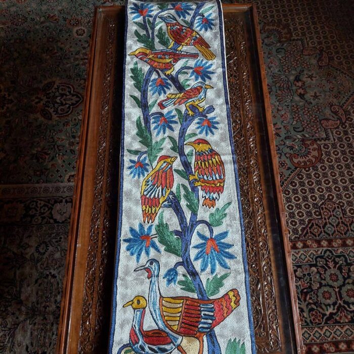 Birdy Chain Stitch Embroidered Table Runner (4x1ft) - Image 3