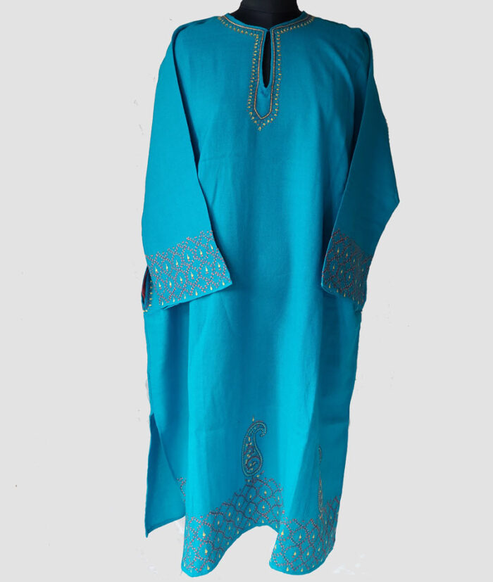 Ferozi 56 Count Sozni Work Pheran - Image 2