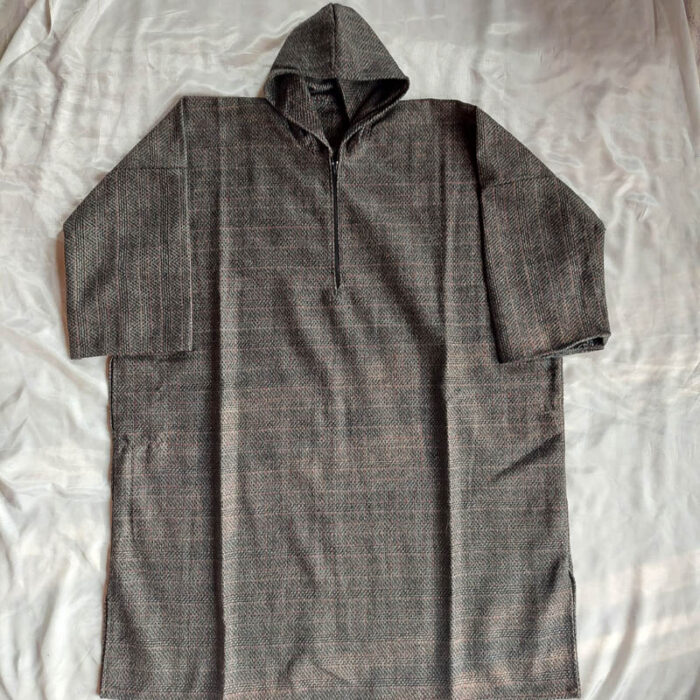 Dark Grey with Red Check Lines Boys Pheran (Length 35)