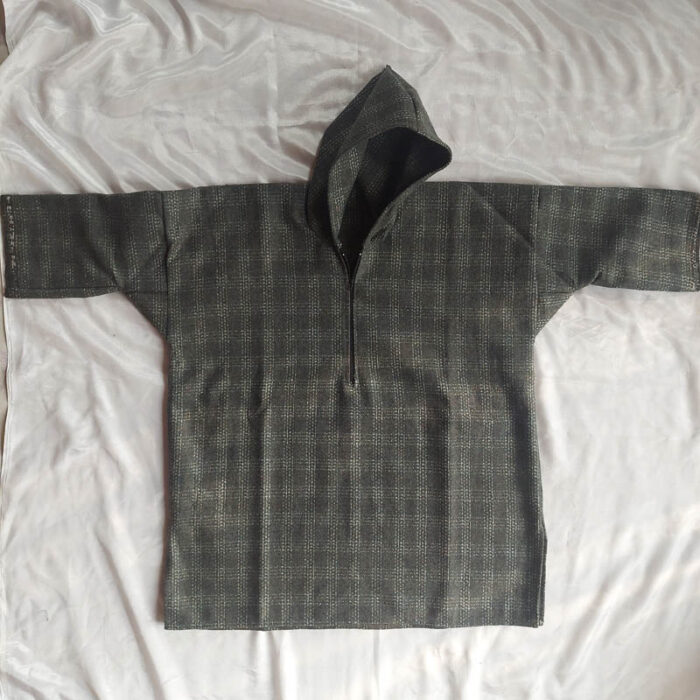 Dark Grey Green Check Boys Kashmiri Pheran (Length 26)