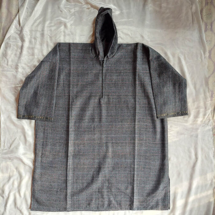 Dark Grey Blue Check Boys Kashmiri Pheran (Length 34)