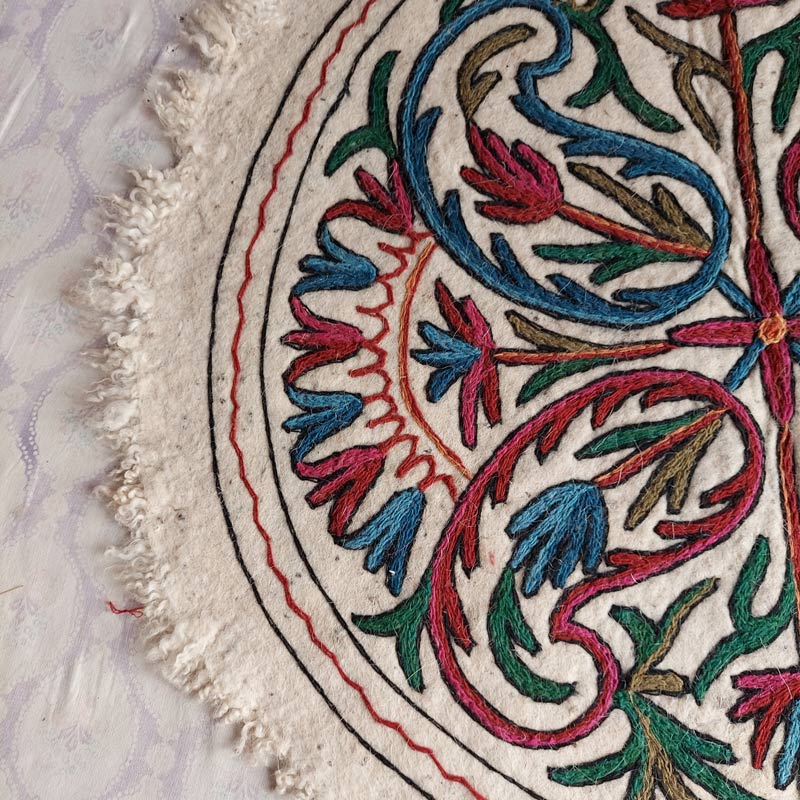 3x3ft Beautiful Floral Wool Namda Rug - Image 2