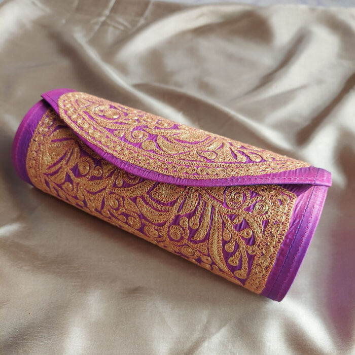 Purple Clutch With Tilla Work