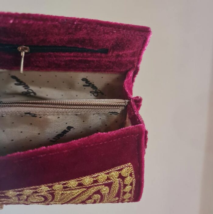 Maroon Clutch With Zaari Work - Image 2