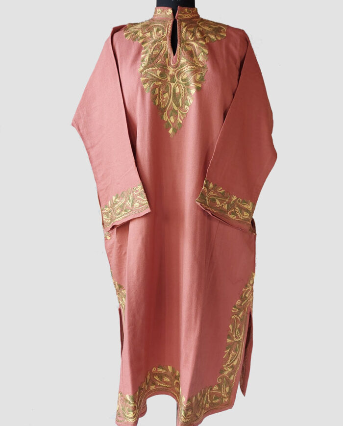 Pink Aari Work Cashmilon Pheran - Image 2