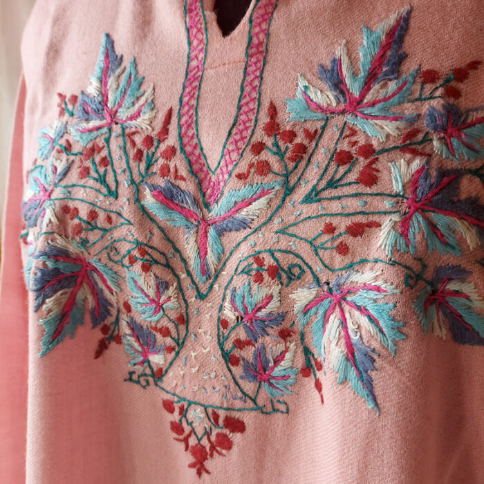 Pink Wool Sozni Work Pheran - Image 2