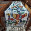 Birdy Chain Stitch Embroidered Table Runner (4x1ft)