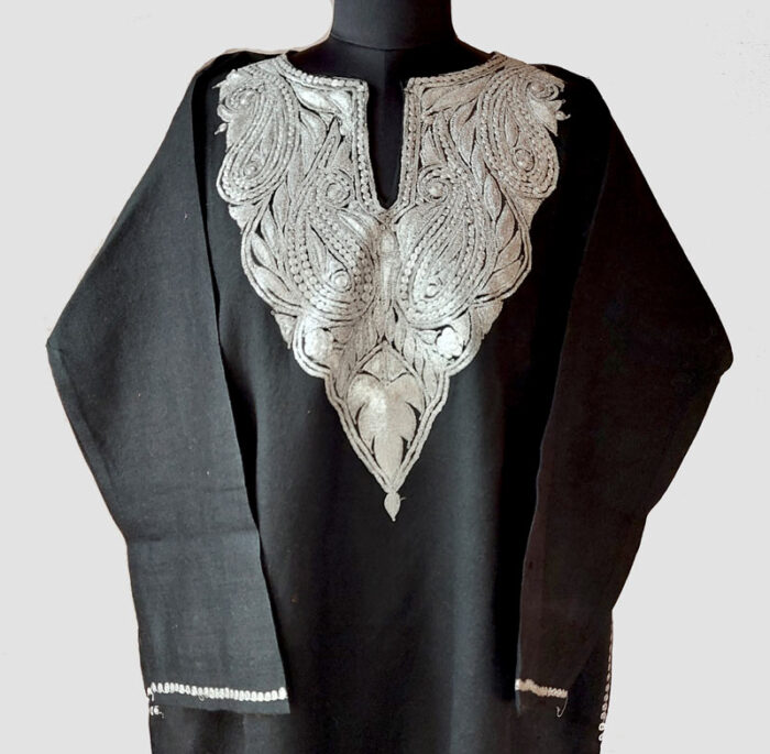 Black Pure Raffal Tilla Pheran for Female