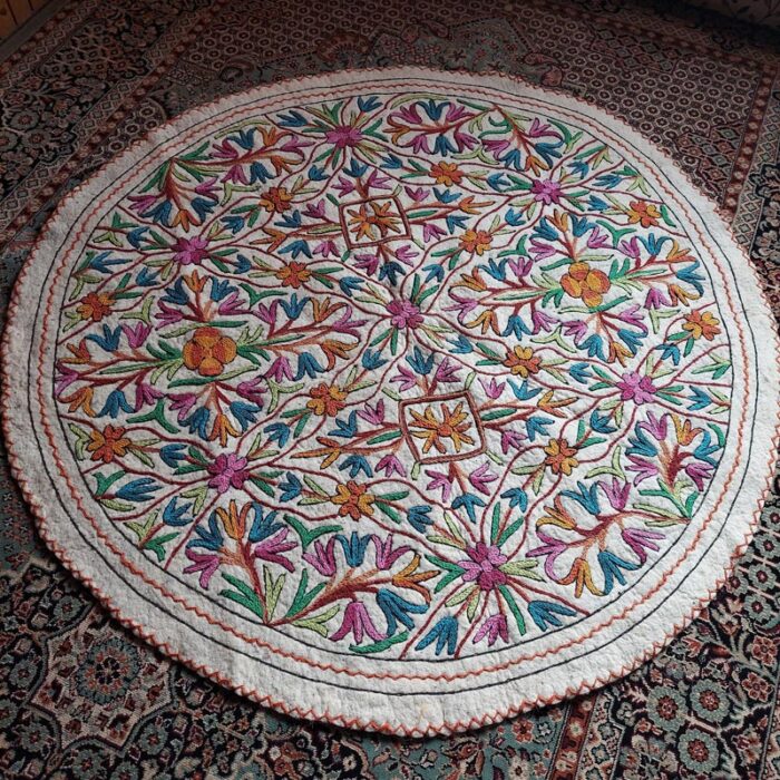 5x5 Floral Handmade Aari Embroidered Wool Namda