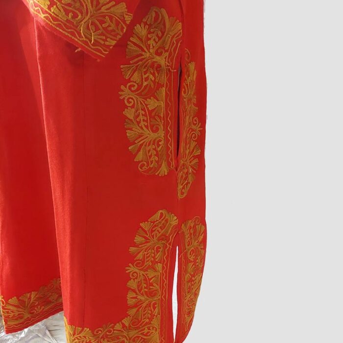 Red Cashmilon Pheran With Aari Work - Image 3