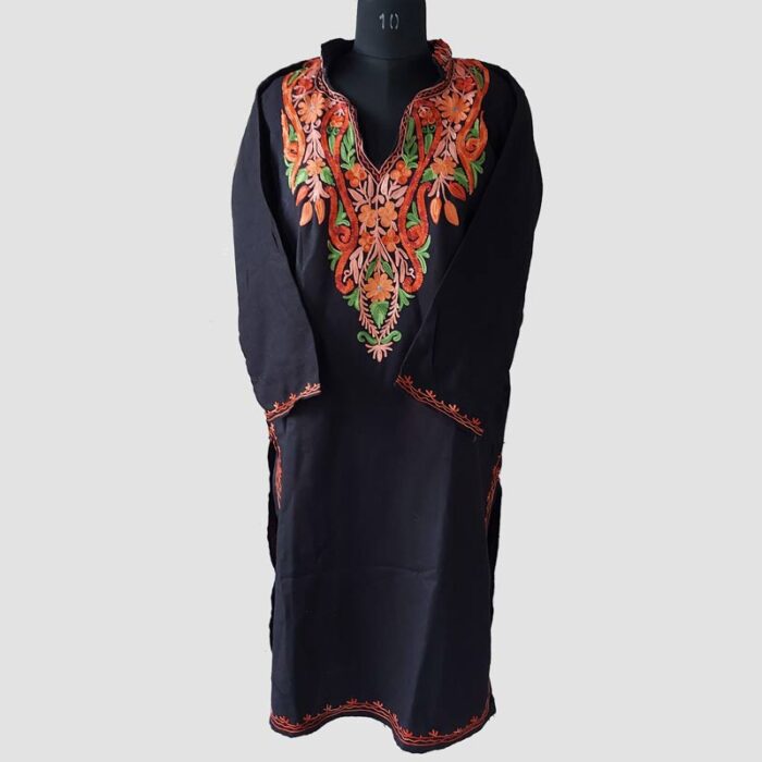 Black Raffal Aari Work Kurta - Image 2