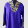 Egyptian Blue Cashmilon Pheran With Aari Work