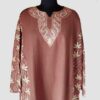 Brown Pure Raffal Aari Work Pheran