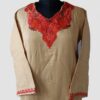 Cream Raffal Aari Work Kurta