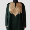 Dark Green Raffal Pheran With Hand Aari Work