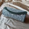 Dark Green Velvet Clutch With Silver Tilla Work