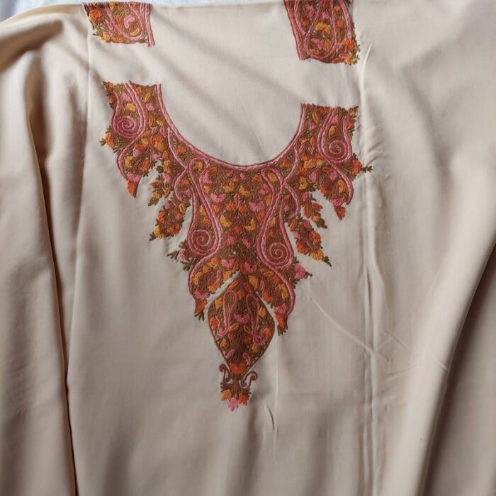 Cream Color Summer Cool Front Back Hand Aari Suit - Image 2