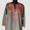 Light Grey Cashmilon Pheran with Boni Pun Aari Work