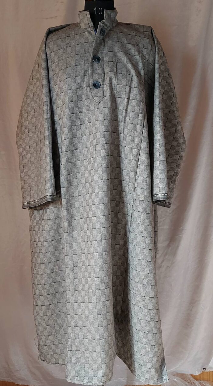 Grey Check Pheran for Men - Image 2