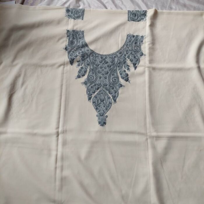 Off White Summer Cool Front Back Hand Aari Suit - Image 2