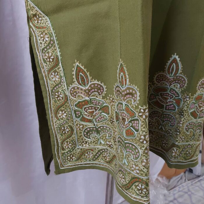 Mehndi Green Sozni and Aari Work Pheran - Image 5
