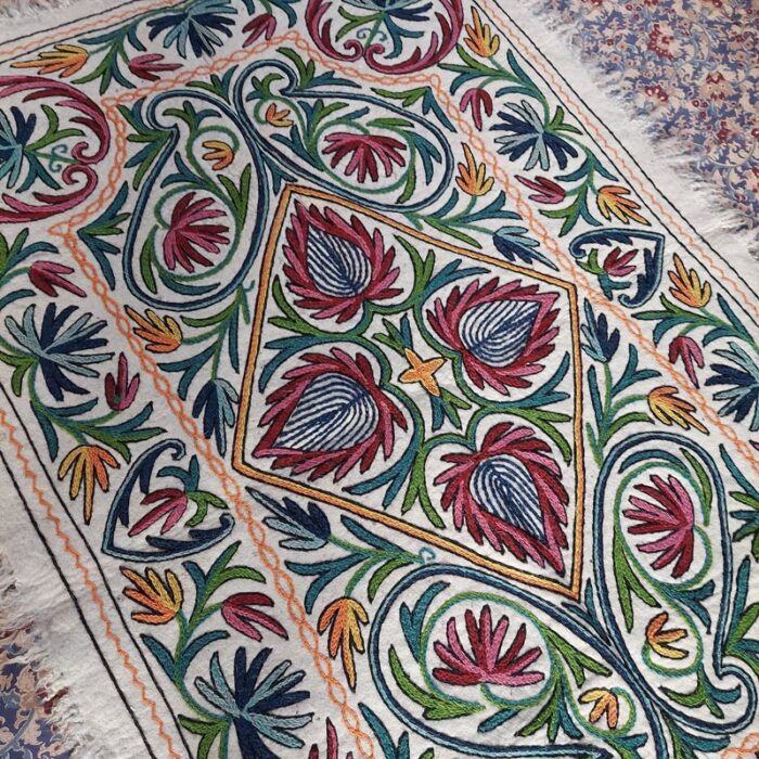 6x4 Badam Handmade Aari Embroidered Wool Namda - Image 3