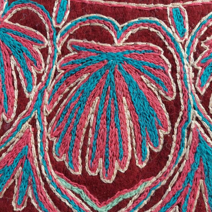 5x5 Maroon Chinari Handmade Aari Embroidered Wool Namda - Image 3