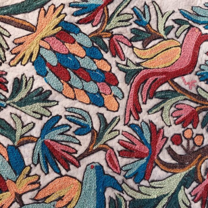 6x4 Flora n Fauna II Double Work Handmade Aari Embroidered Wool Namda - Image 3