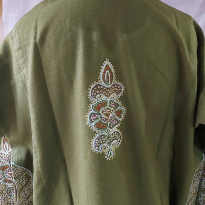 Mehndi Green Sozni and Aari Work Pheran - Image 4