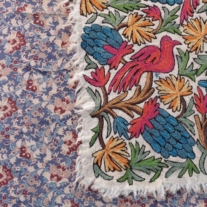 6x4 Flora n Fauna Double Work Handmade Aari Embroidered Wool Namda - Image 3