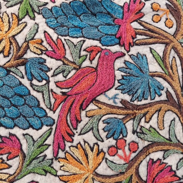 6x4 Flora n Fauna Double Work Handmade Aari Embroidered Wool Namda - Image 4