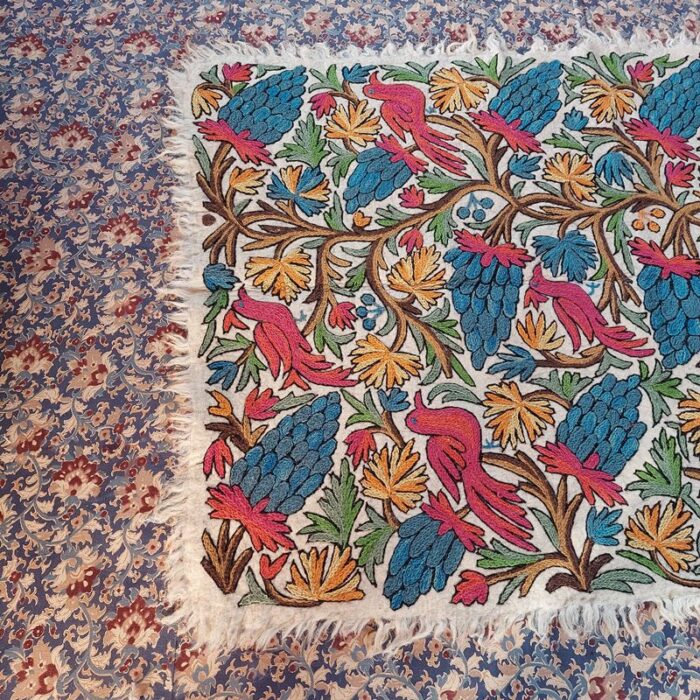 6x4 Flora n Fauna Double Work Handmade Aari Embroidered Wool Namda - Image 5