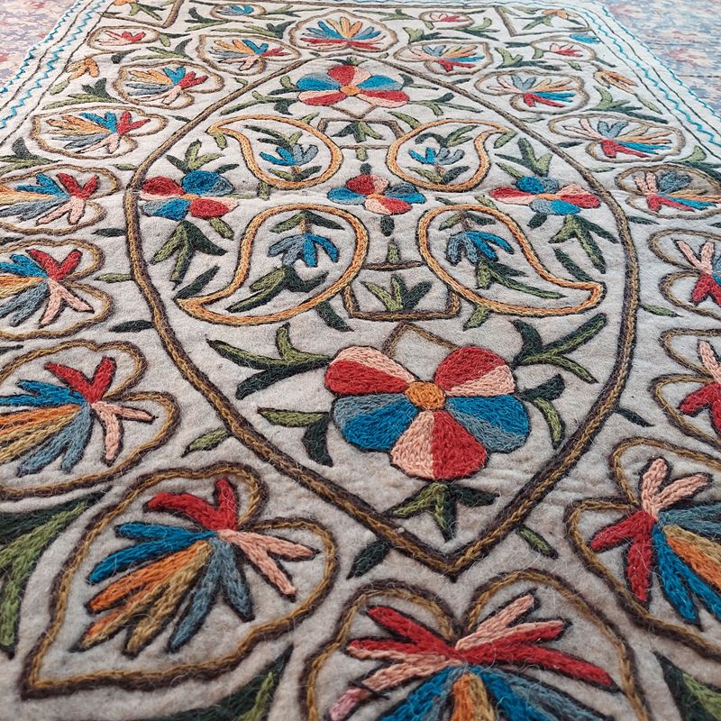 5x3 Shahi Handmade Aari Embroidered Wool Namda - Image 4
