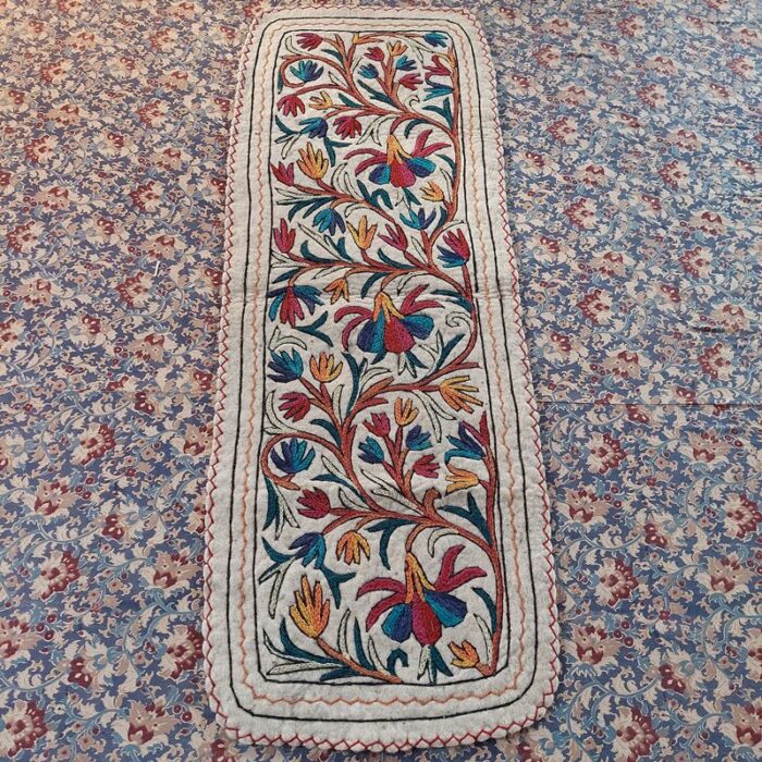 6x2 Multi Flower Handmade Aari Embroidered Runner Namda - Image 4