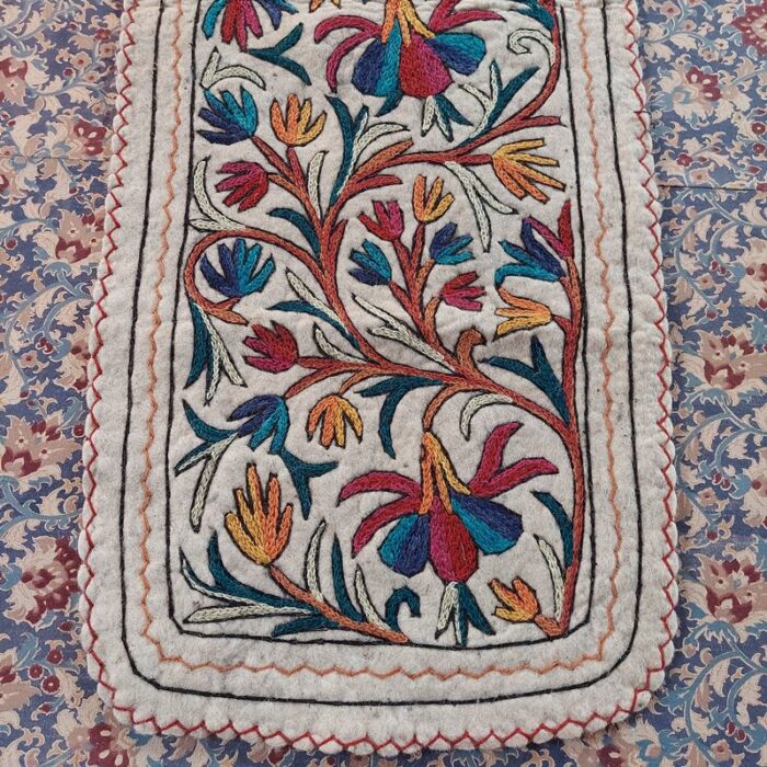 6x2 Multi Flower Handmade Aari Embroidered Runner Namda - Image 5