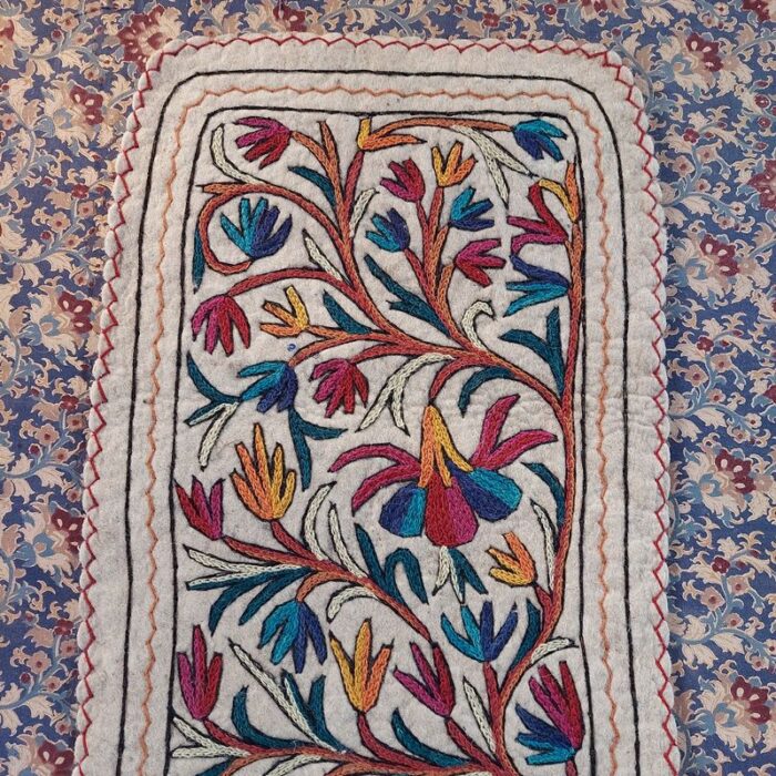 6x2 Multi Flower Handmade Aari Embroidered Runner Namda - Image 7