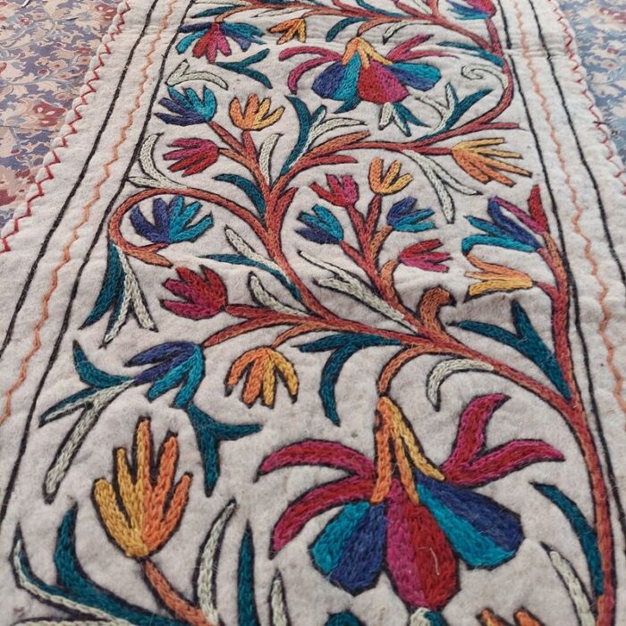 6x2 Multi Flower Handmade Aari Embroidered Runner Namda - Image 2