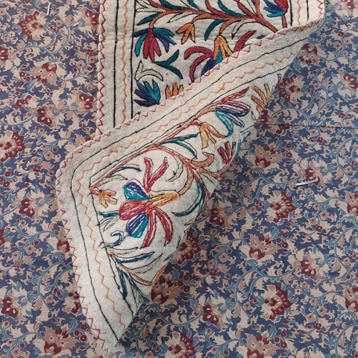 6x2 Multi Flower Handmade Aari Embroidered Runner Namda - Image 3