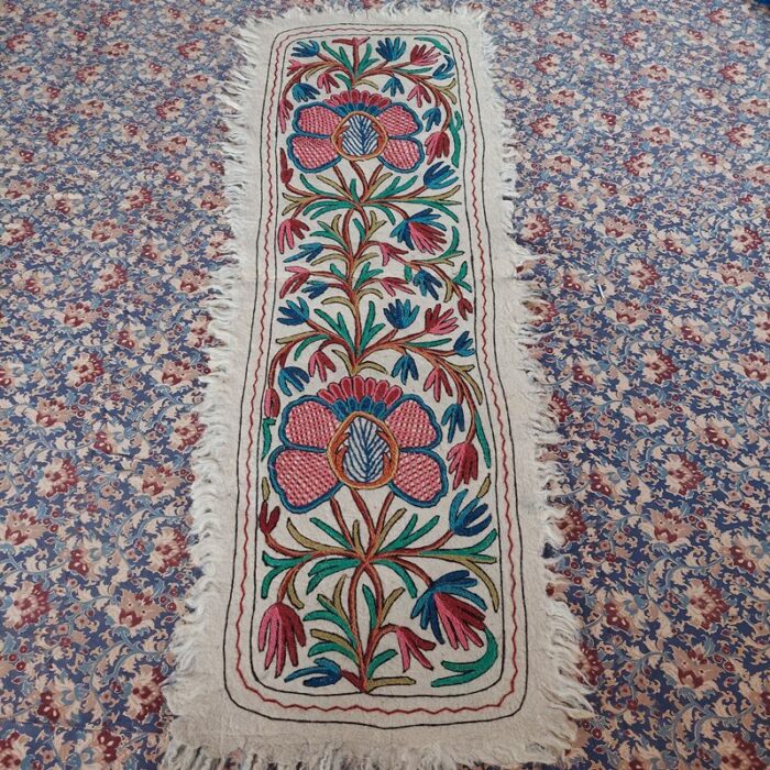 6x2 Pansies Handmade Aari Embroidered Runner Namda