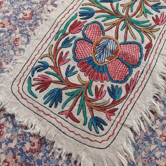 6x2 Pansies Handmade Aari Embroidered Runner Namda - Image 7