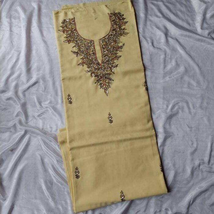 Light Yellow Summer Cool Paper Mache Handwork Suit - Image 2