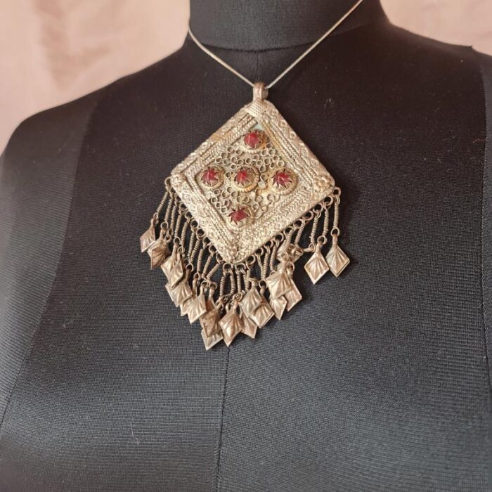 Vintage Kashmiri Handmade Pendant with Stones
