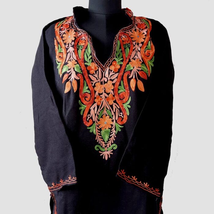 Black Raffal Aari Work Kurta
