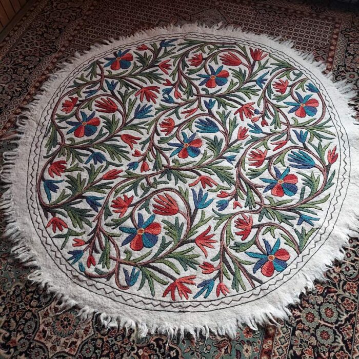 5x5 Wazul Posh Handmade Aari Embroidered Sheep Wool Namda