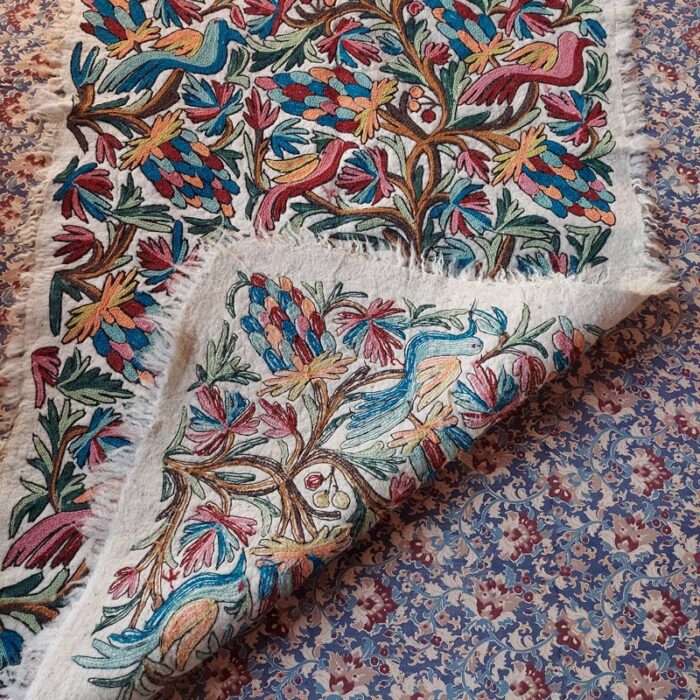 6x4 Flora n Fauna II Double Work Handmade Aari Embroidered Wool Namda - Image 5