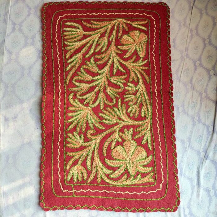 3x2 Maroon Handmade Aari Embroidered Namda