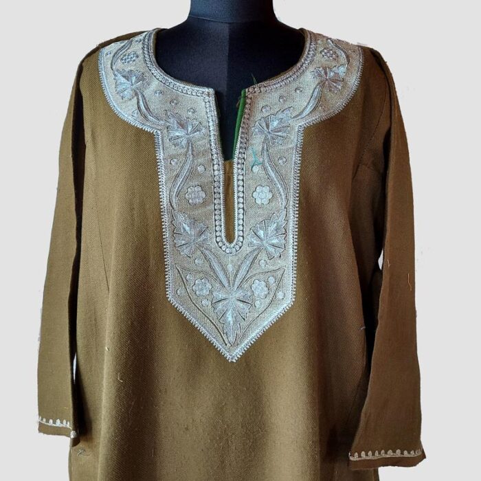 Mehndi Green Cashmilon Zari Pheran