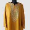 Mustard Raffal Pheran With Hand Aari Work